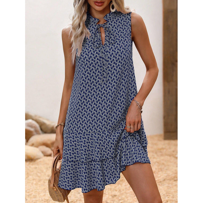 🎉Last Day Promotion 50% OFF💃Women's Geometric Print Bow Dress
