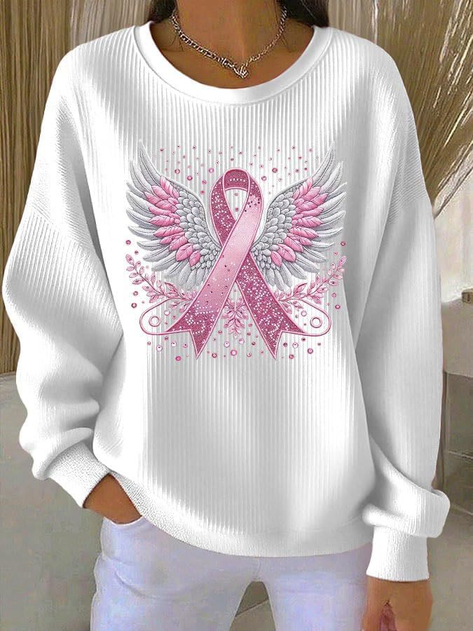 🎀Breast Cancer Awareness Angel Wings Pink Ribbon Sweatshirt – Support, Strength & Hope
