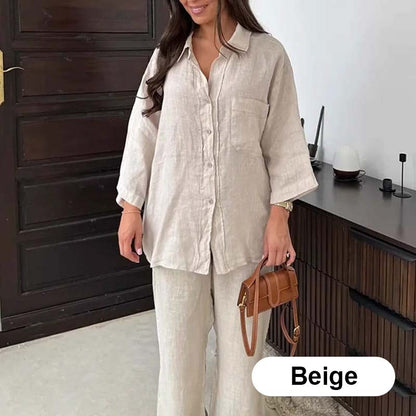 🔥Summer Sales-50% OFF🔥Women's Cotton Linen Shirt and Pants Set