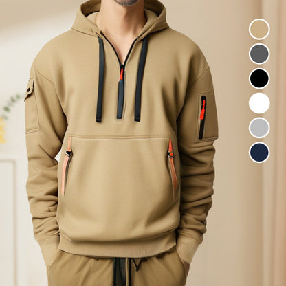 ⌛Limited-Time Offer-Hoodies for Men with Half-Zip and Pockets