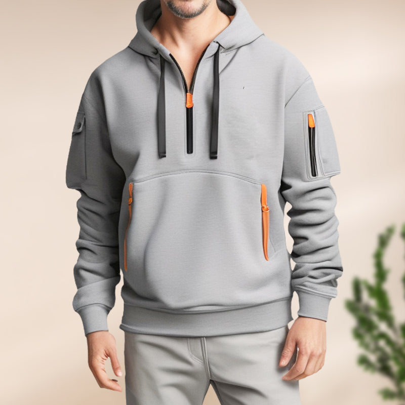 ⌛Limited-Time Offer-Hoodies for Men with Half-Zip and Pockets