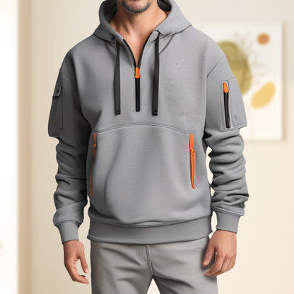 ⌛Limited-Time Offer-Hoodies for Men with Half-Zip and Pockets