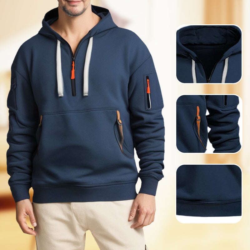 ⌛Limited-Time Offer-Hoodies for Men with Half-Zip and Pockets