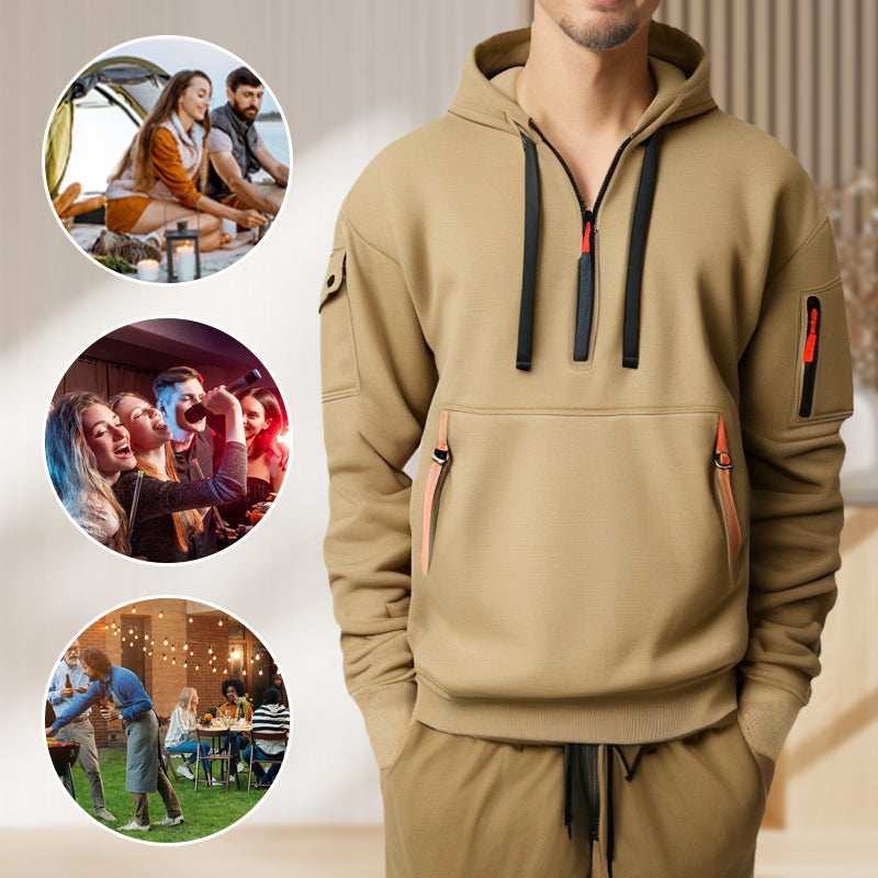 ⌛Limited-Time Offer-Hoodies for Men with Half-Zip and Pockets