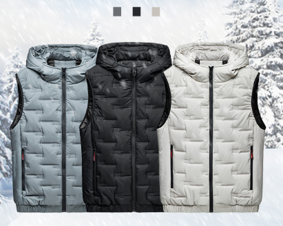 🧥 Men’s Slim-Fit Hooded Waistcoat - Sleeveless Front-Zip Gilet, Cozy