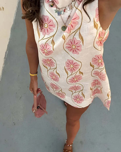 💜 LAST DAY PROMOTION - 50%OFF 💜Women's Casual Sleeveless Floral Print Dress