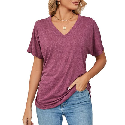 💕Hot Promotion- UP TO 49% OFF🌷V-Neck Solid Color Loose Ladies Tops