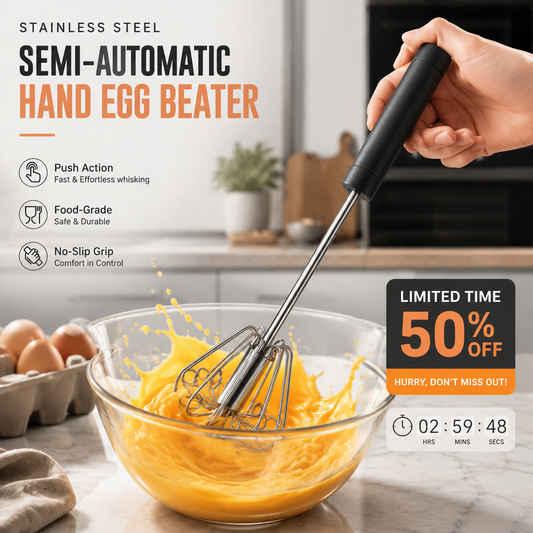 ⚡Buy 2 Get 1 Free⚡Stainless Steel Hand Egg Beater | Effortless Whisking – No Batter Splatter, Dishwasher Safe & Built to Last