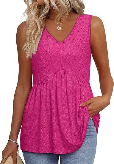 💖LAST DAY SALE 50% OFF✨Women Dressy Sleeveless V Neck Babydoll Tank Tops