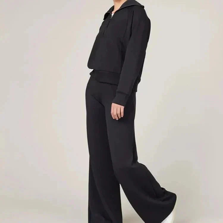 💝🔥Limited Time Sale-50% OFF🔥🎀Women's Oversized Half Zip Wide Leg 2 Piece Outfits Lounge Set