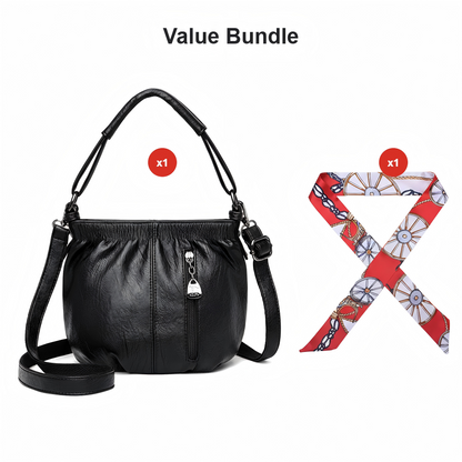 🎀2026 New Arrival🔥Casual Pleated Bucket Soft Leather Handbag Shoulder Bag