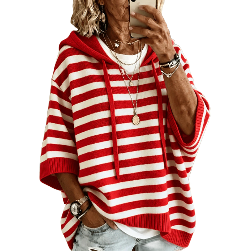 ⌛Limited-Time Offer-Women's Casual Striped Hooded Pullover Top