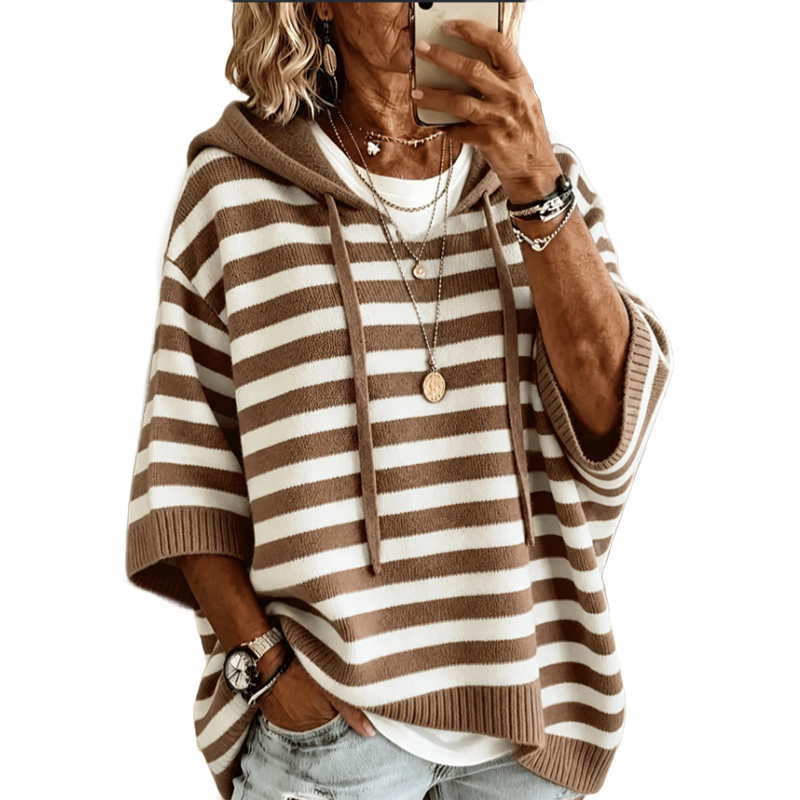 ⌛Limited-Time Offer-Women's Casual Striped Hooded Pullover Top