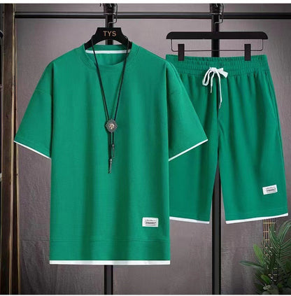 🌀 LIMITED-TIME 50% OFF! 🧺 Waffle Fabric Short Sleeve 2-Piece Set – Breathable, Loose Fit & Side Pockets 👕
