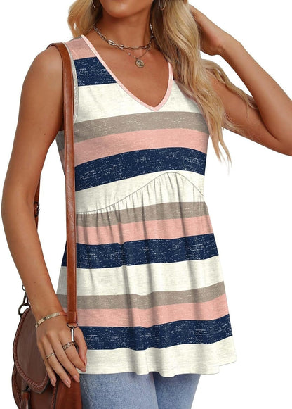💖LAST DAY SALE 50% OFF✨Women Dressy Sleeveless V Neck Babydoll Tank Tops