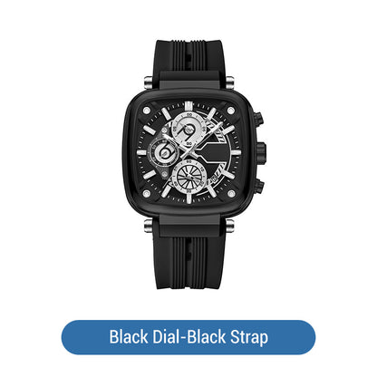 ⚡Hot Sale 50% Off⚡Multi Functional Waterproof Quartz Men's Square Watch Silicone Tape