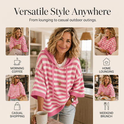⌛Limited-Time Offer-Women's Casual Striped Hooded Pullover Top