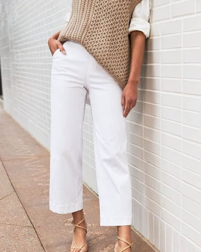⏳ Limited time 50% off! 💥Stretch Twill Cropped Wide Leg Pants | High Waist + Stretch Twill（The more you buy, the higher the discount）