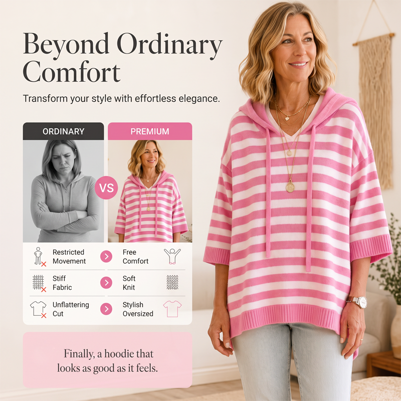 ⌛Limited-Time Offer-Women's Casual Striped Hooded Pullover Top