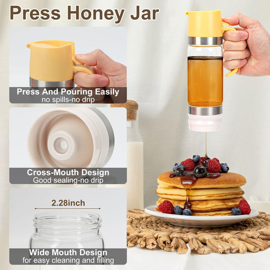 💥LAST DAY SALE 60% OFF🍯✨9oz No-Drip Glass Honey & Syrup Dispenser