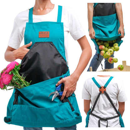 🎁 Hot Sale 49% OFF 🔥Cross Back Gardening Apron With Deep Kangaroo Release Pockets
