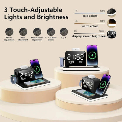 💥Hot Sale Deals-4-in-1 Fast-Charging Wireless Charging Station With Clock