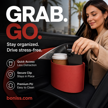 🥳2026 HOT SALE🥳💞50K+ SOLD!🚗🧺 50% OFF! Leather Car Door Cup Holder – Wide‑mouth opening, easy reach for drinks & phone. Clip‑on secure fit. PU leather, tough & stylish. 🛡️✨
