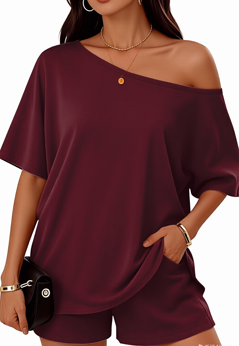 Women’s Off-Shoulder Top & Shorts 2-Piece Set