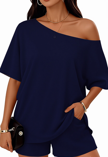 Women’s Off-Shoulder Top & Shorts 2-Piece Set