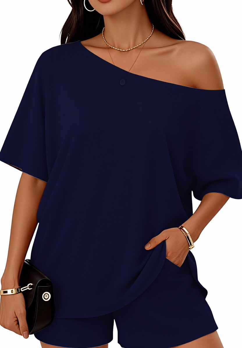 Women’s Off-Shoulder Top & Shorts 2-Piece Set