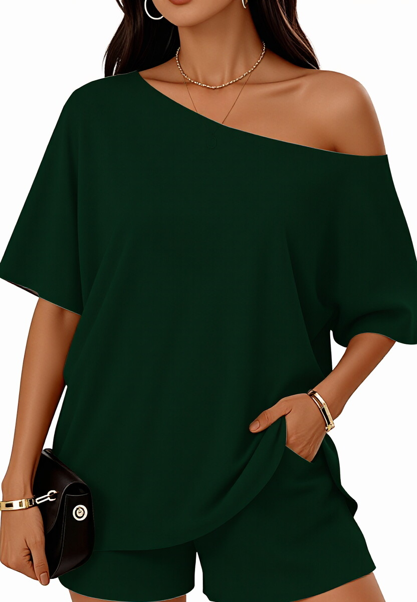Women’s Off-Shoulder Top & Shorts 2-Piece Set
