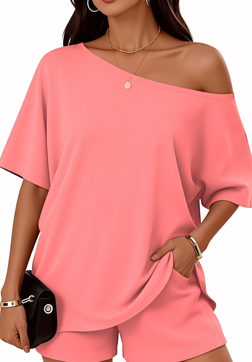 Women’s Off-Shoulder Top & Shorts 2-Piece Set