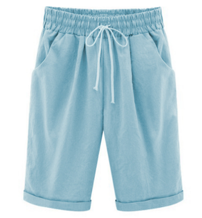 🔥Summer Hot Sales - 50% OFF🔥Plus Size Solid Color Elastic Waist Loose Cropped Shorts