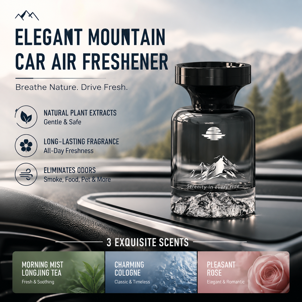 🥳2026 HOT SALE🥳🌿 50% OFF!🚗 Long-Lasting Car Air Freshener – Natural plant extracts, eliminates smoke & pet odours. Weeks of freshness. Mountain design. Breath easy! 💨✨