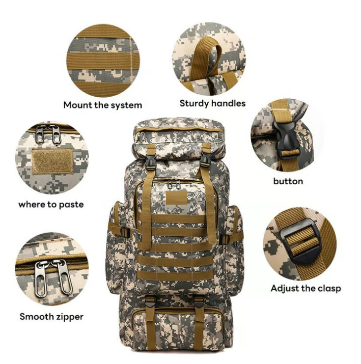 80L Outdoor Waterproof Tactical Backpack
