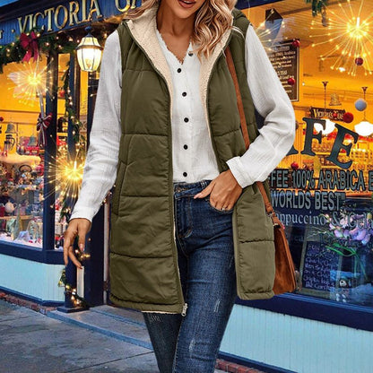 🎅⏰Christmas Pre-Sale sale 50% OFF🔥Great Gift! Women's Fall Reversible Vest Sleeveless Faux Fleece Jacket