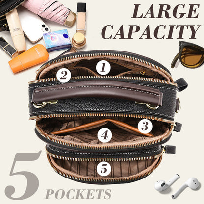 ✨Mother's Day Sale🎁Classic Multifunctional Compartments Adjustable Wide Shoulder Strap PU Leather Crossbody Bag