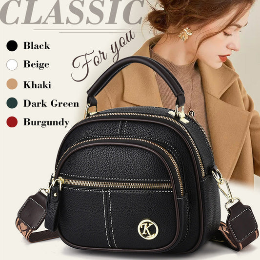 🔥Hot Sale Deals-Classic Multi-Compartment Adjustable Wide Strap Leather Crossbody Apple Bag👝
