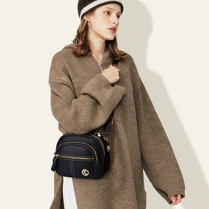 🔥Hot Sale Deals-Classic Multi-Compartment Adjustable Wide Strap Leather Crossbody Apple Bag👝
