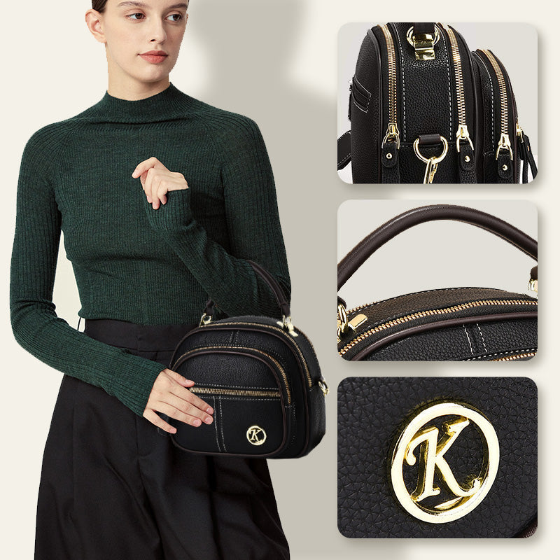 🔥Hot Sale Deals-Classic Multi-Compartment Adjustable Wide Strap Leather Crossbody Apple Bag👝