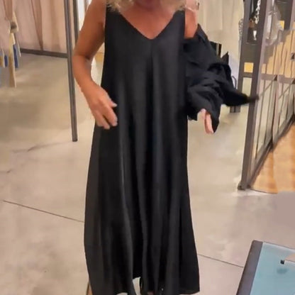 Solid Round-Neck Top Slip Dress 2-Piece Set