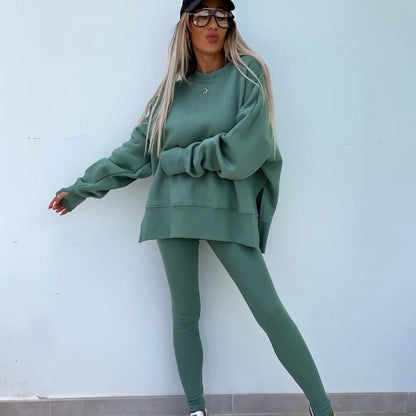💕Women's Long Sleeve Printed Sweatshirt and Leggings 2-piece Set😎