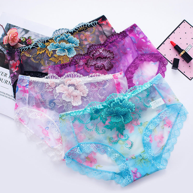 🔥Buy 7 get 7 free🔥 ✨ Sexy Lace Plus-Size Mid-Rise Seamless Panties ✨: Sheer Mesh 🔥 Ultra-Thin Temptation! 🌿