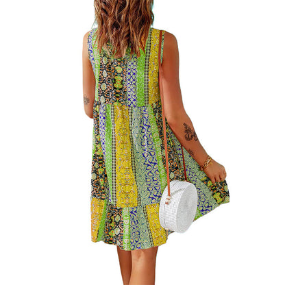 Ethnic Style V-Neck Sleeveless Dress