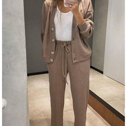 🌷Hot SALE 50% OFF🔥Women's Knitted Buttoned Jacket and Pants Two-piece Set