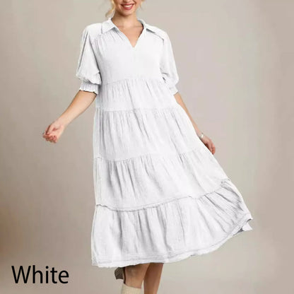 Women's V-Neck Tiered Maxi Dress