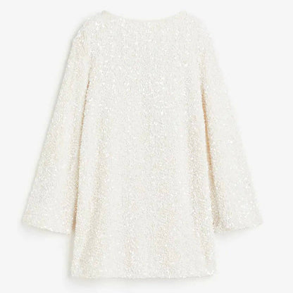 Limited time 50% off🎀Dance All Night Sequin Back Tie Up Bow Loose Mini Cutee Dress🎀