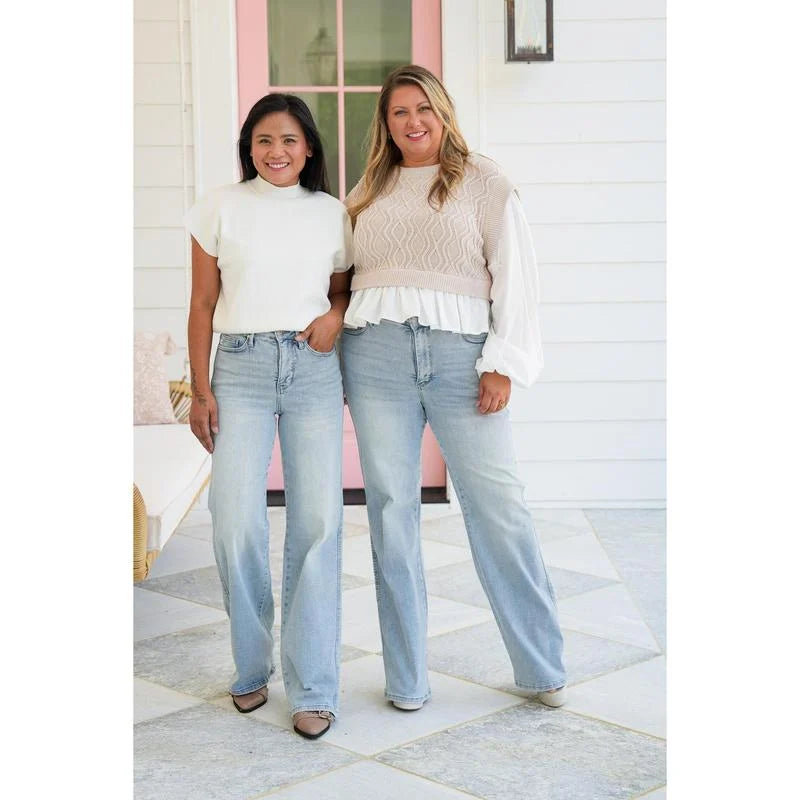 👖💥Hot Sales - 49% OFF💥Vintage Wash Plus-Size Jeans — Stretchy & Straight Leg Fit