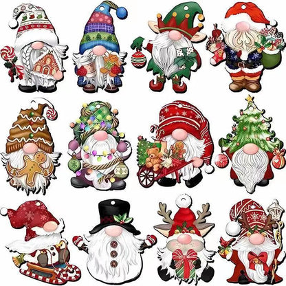 24pcs Christmas Wooden Gnome Ornaments Set