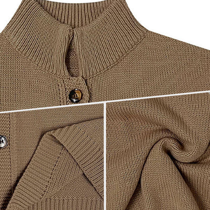 Casual Solid Color Button Front Knit Cardigan